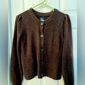 Gap puff sleeve cardigan sweater